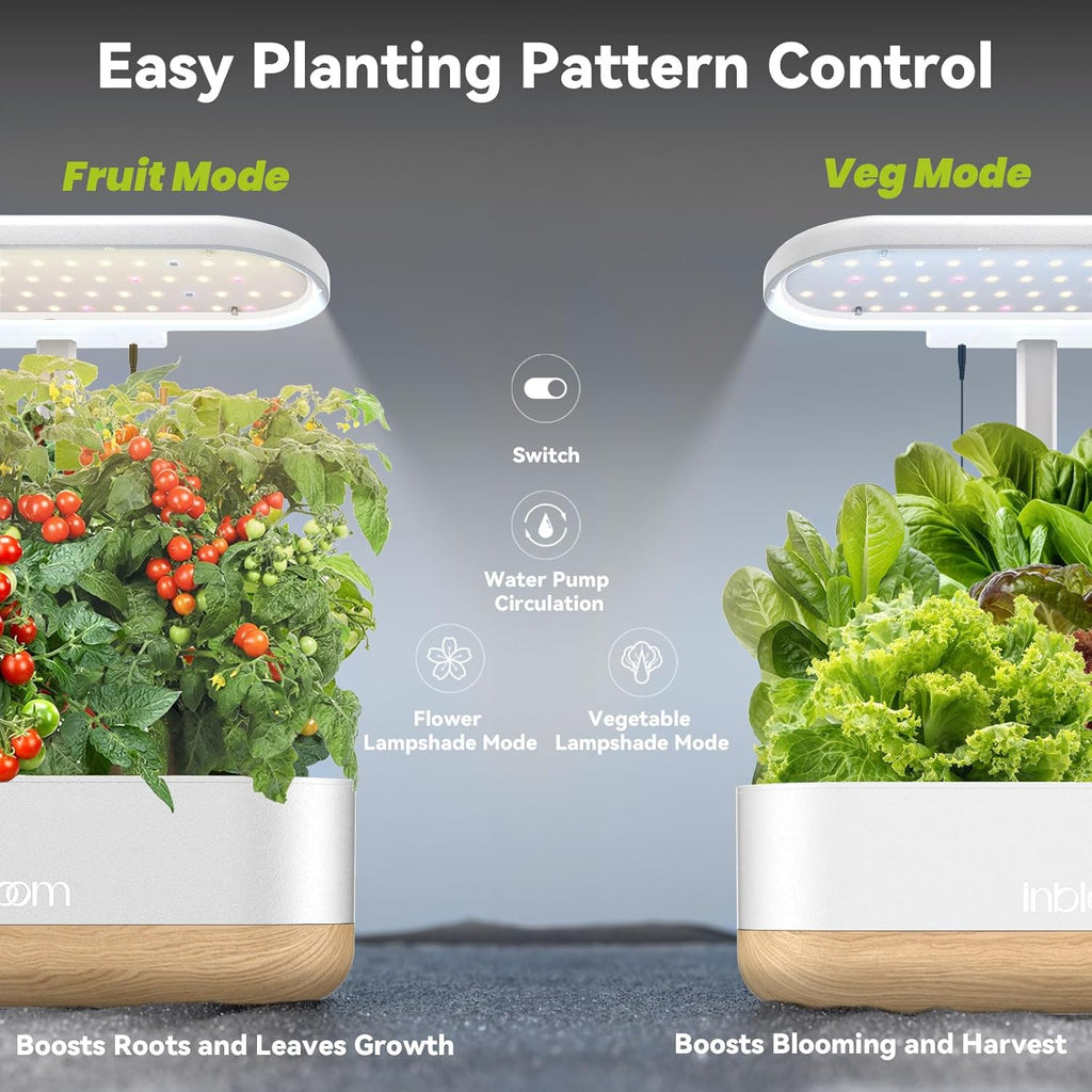 inbloom Hydroponics Growing System 12 Pods, Indoor Herb Garden with LEDs Full-Spectrum Plant Grow Light, Water Shortage
