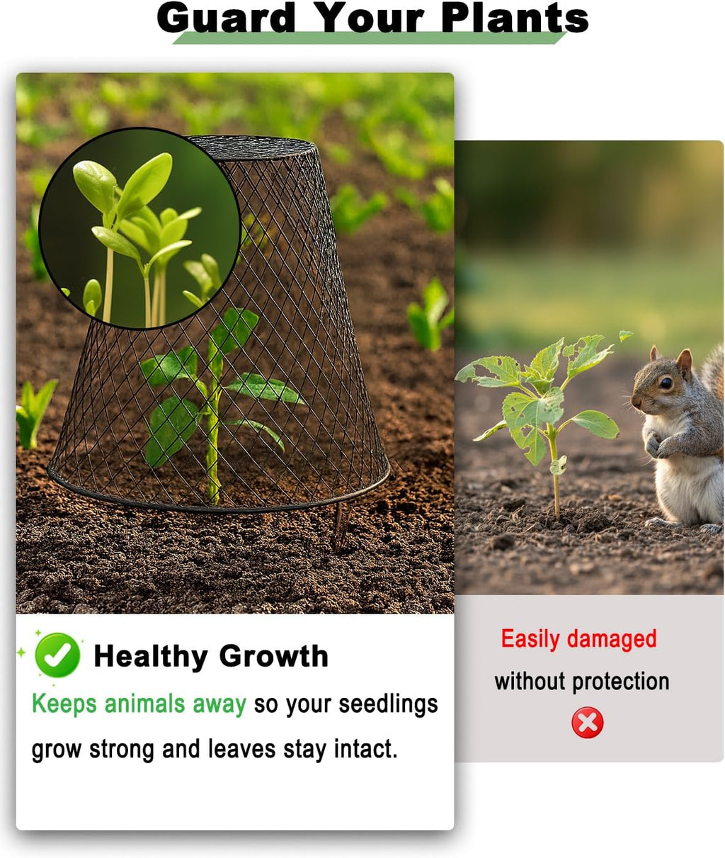 12 Pcs Chicken Wire Cloche Plant Covers, 9 Inch Metal Plant Protectors | Heavy-duty garden netting helps protect plants