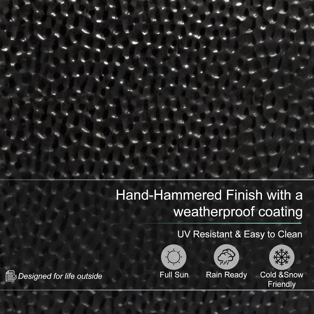 BAYN 2-Pack 24" Tall Metal Planter – Hand-Hammered Textured Large Black Flower Pots Box with Saucer for Outdoor&Indoor