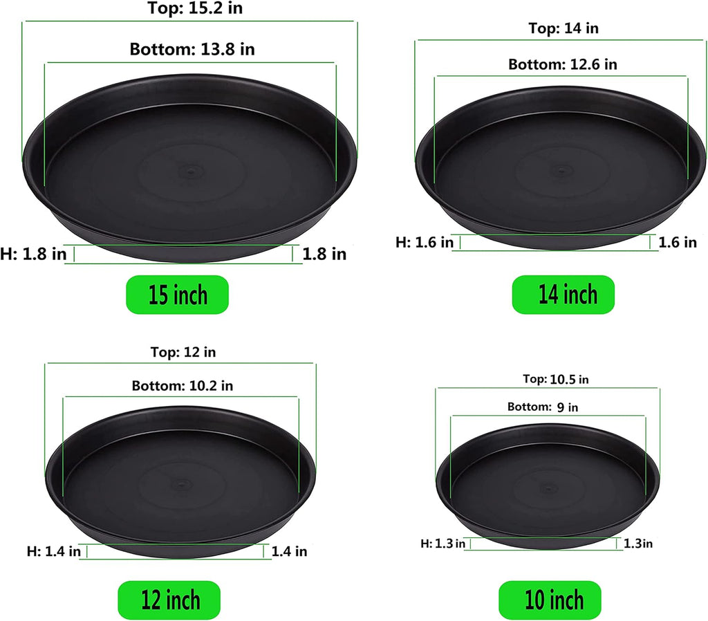 8 Pack 10Inch 12Inch 14Inch 15 Inch Plant Saucer Plastic Plant Saucer Drip Trays Plant Saucers for Indoors Outdoor