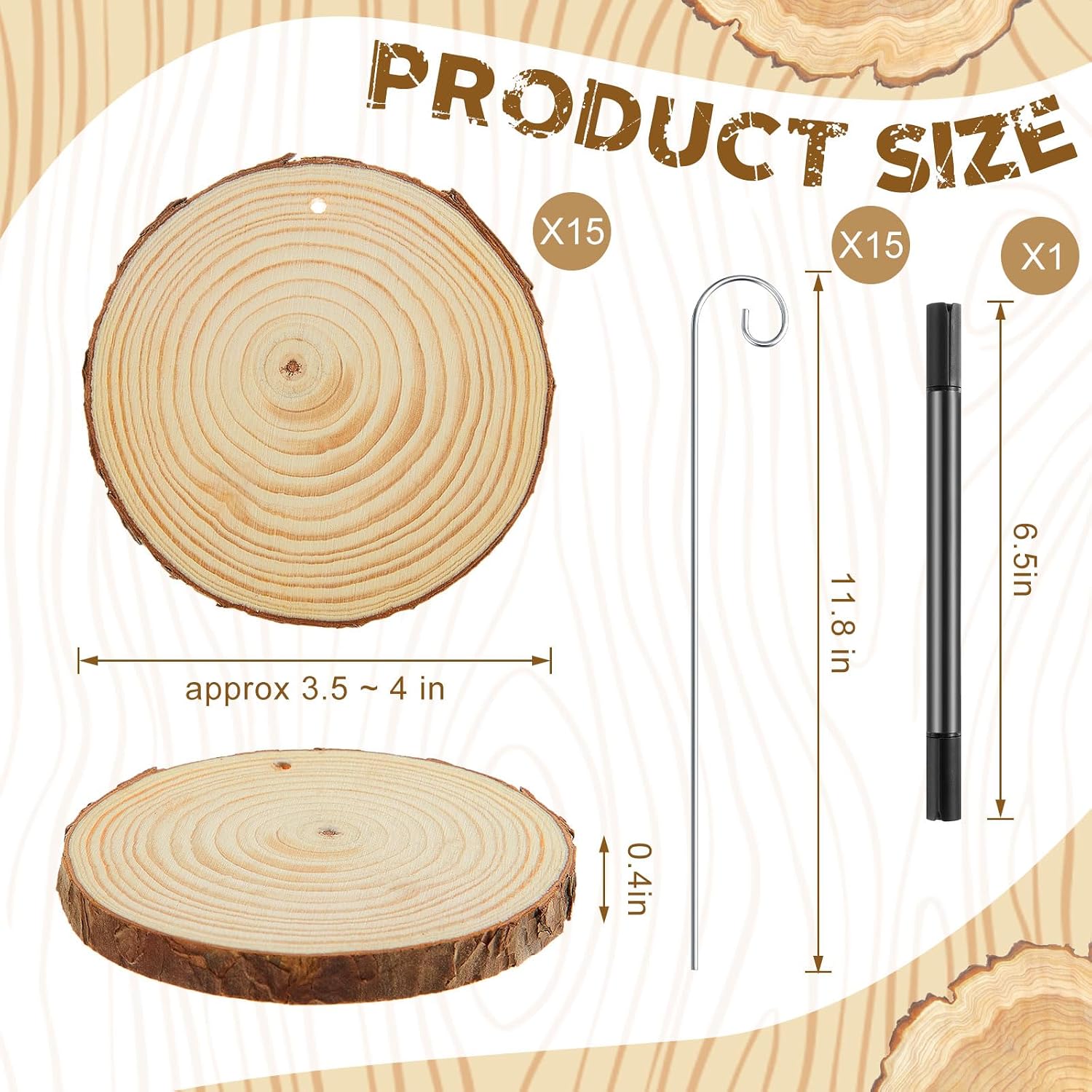 Hicarer 15 Set 4 Inch Large Wooden Plant Labels, 15 Pcs Garden Stakes(11.8 Inch Tall) &1 Marker Pen, Garden Markers