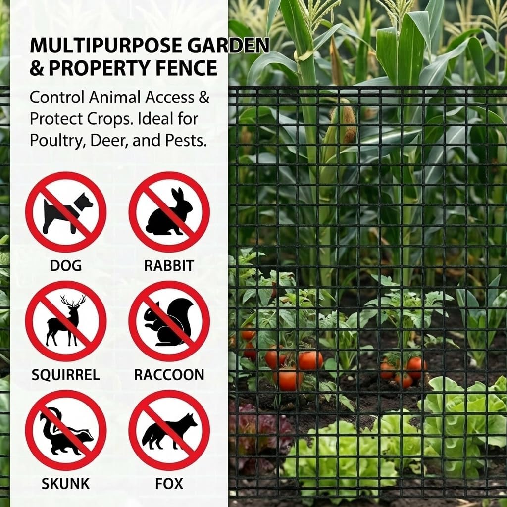 7x100ft Deer Fence Garden Netting 50GSM Square Mesh HDPE Black | Bird Netting And Fruit Tree Netting Shields