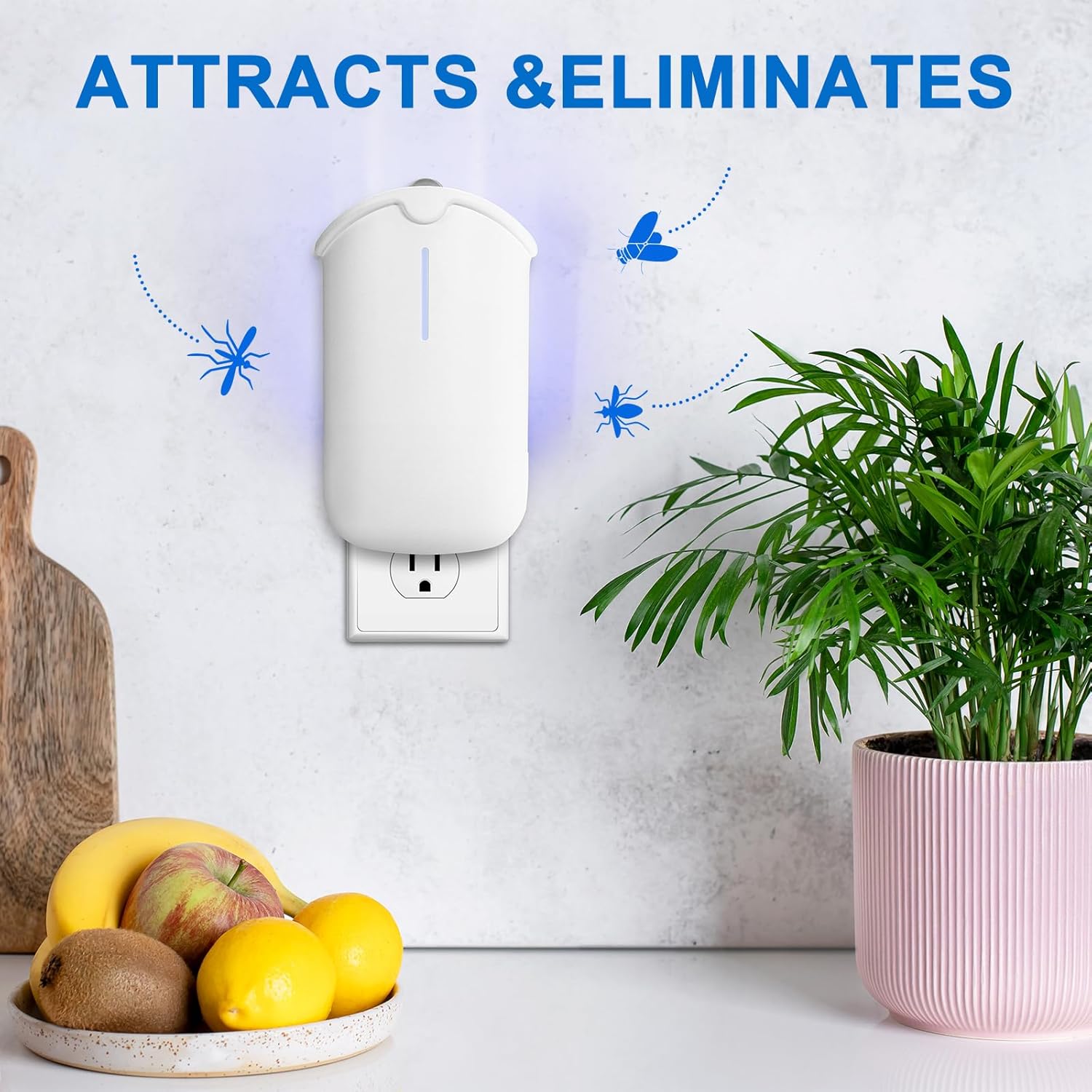 2 Flying Insect Traps & 2 Cartridges - Compatible with Refills | Plug in Fruit Fly Trap for Indoor - Bug Catcher for
