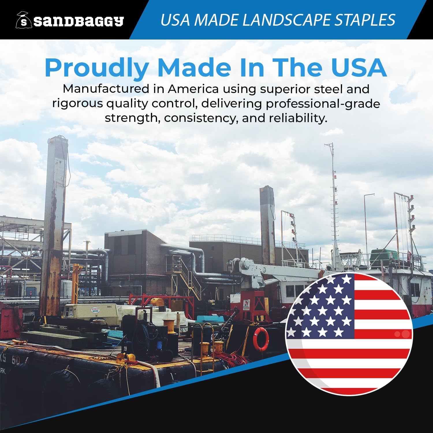 Sandbaggy USA Made 12-inch Landscape Staples - Garden Stakes - Drip Irrigation Tubing, Landscaping Fabric, Netting