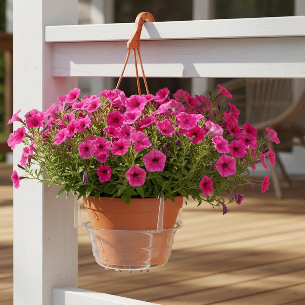 Curtis Wagner Plastics Hanging Basket Drip Pans (5-Pack) | Clear, Round (Diameter = Base 9", Top 12", Depth 3.75")