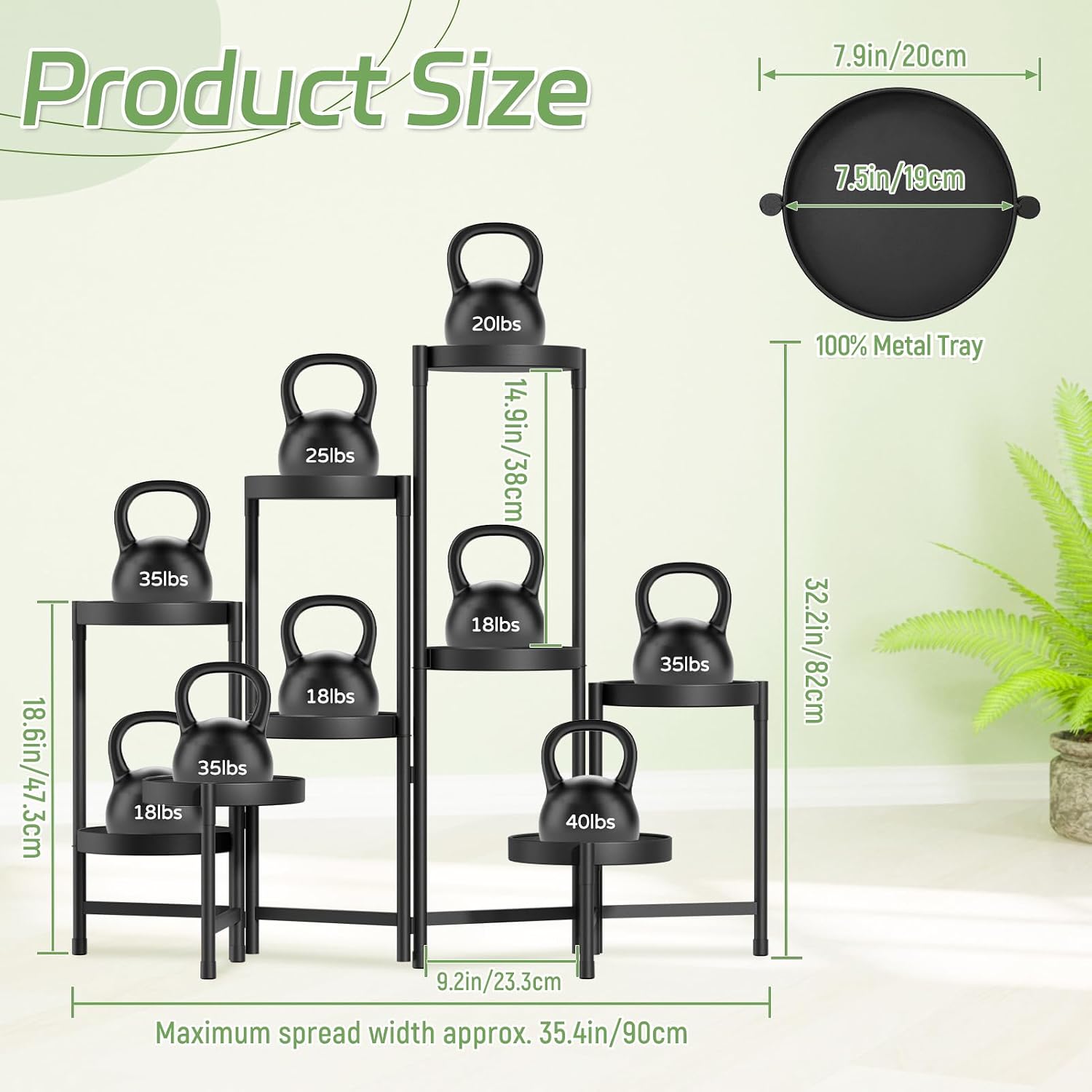 iDavosic.ly Plant Stand Indoor Outdoor, 9 Tier Metal Corner Shelf, Black | Tiered Flower Display Holder, Folding Multi