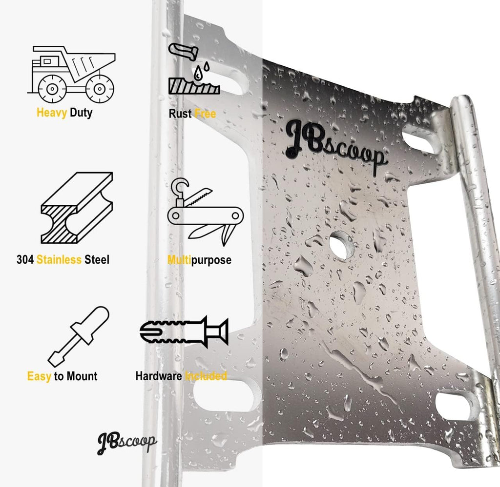 JBscoop Garden Hose Holder, Stainless Steel Wall Mount for Water Hose & Extension Cords, Heavy Duty & Rust Proof