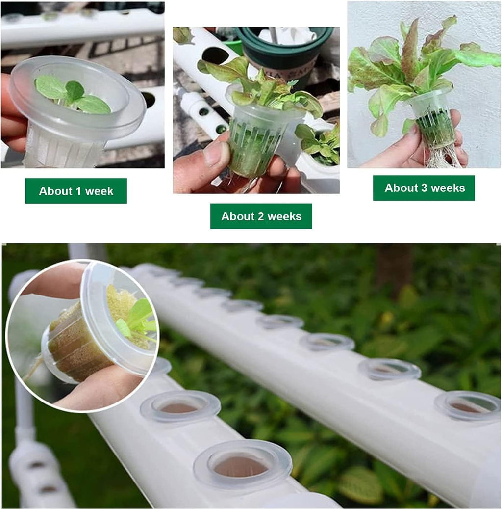 INTBUYING Hydroponics Growing System 72 Holes 8 Pipes 1 Layer Plant Site Grow Kit with 110V Water Pump, Nest Basket