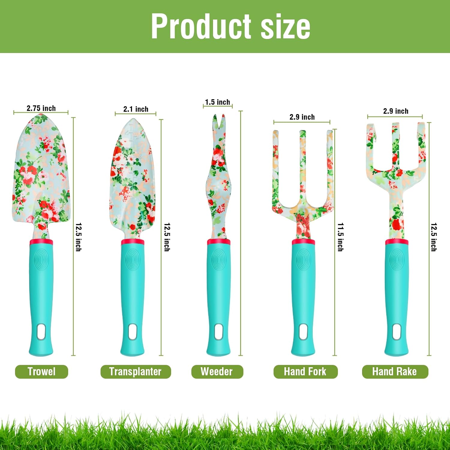 Garden Tools Set WANCHI 10 Piece Heavy Duty Floral Garden Tool Set Gardening Gifts for Women Men Birthday Rust-Proof