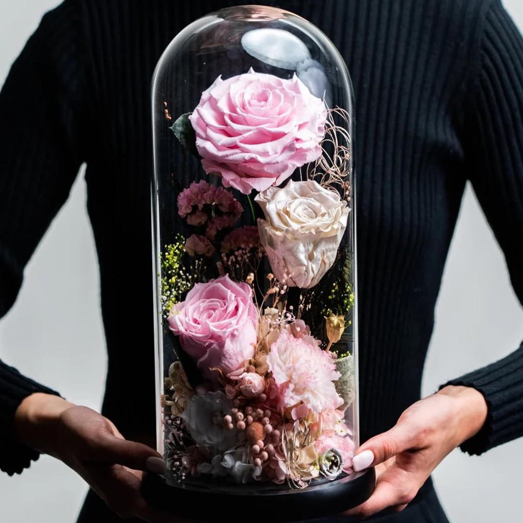ZOOFOX 13.8 Inch Tall Glass Dome with Base, Clear Glass Empty Display Cloche, Decorative Bell Jar for Succulents