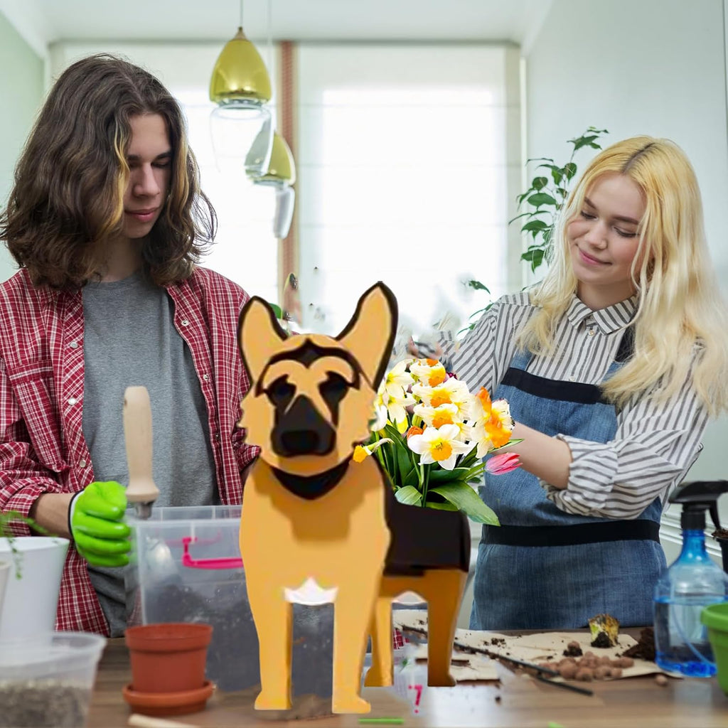German Shepherd Dog Planter Pots, Animal Shaped Flower Pot | Cute Plant Gift for Women and Pet Lovers, Indoor Outdoor