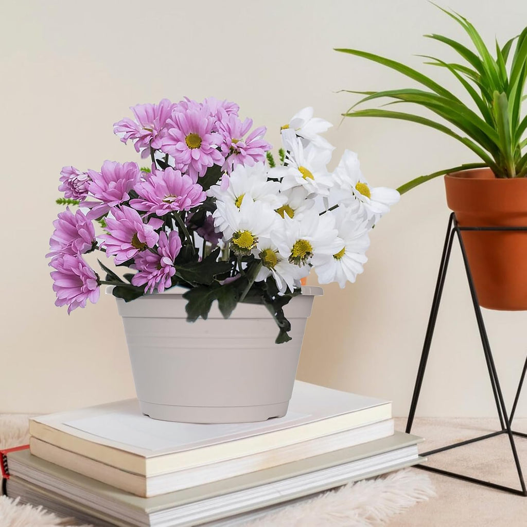 4 Pcs Hanging Planters,10" Hanging Pots Plastic Hanging Flower Plant Basket with Drainage Trays & Chain Holder for