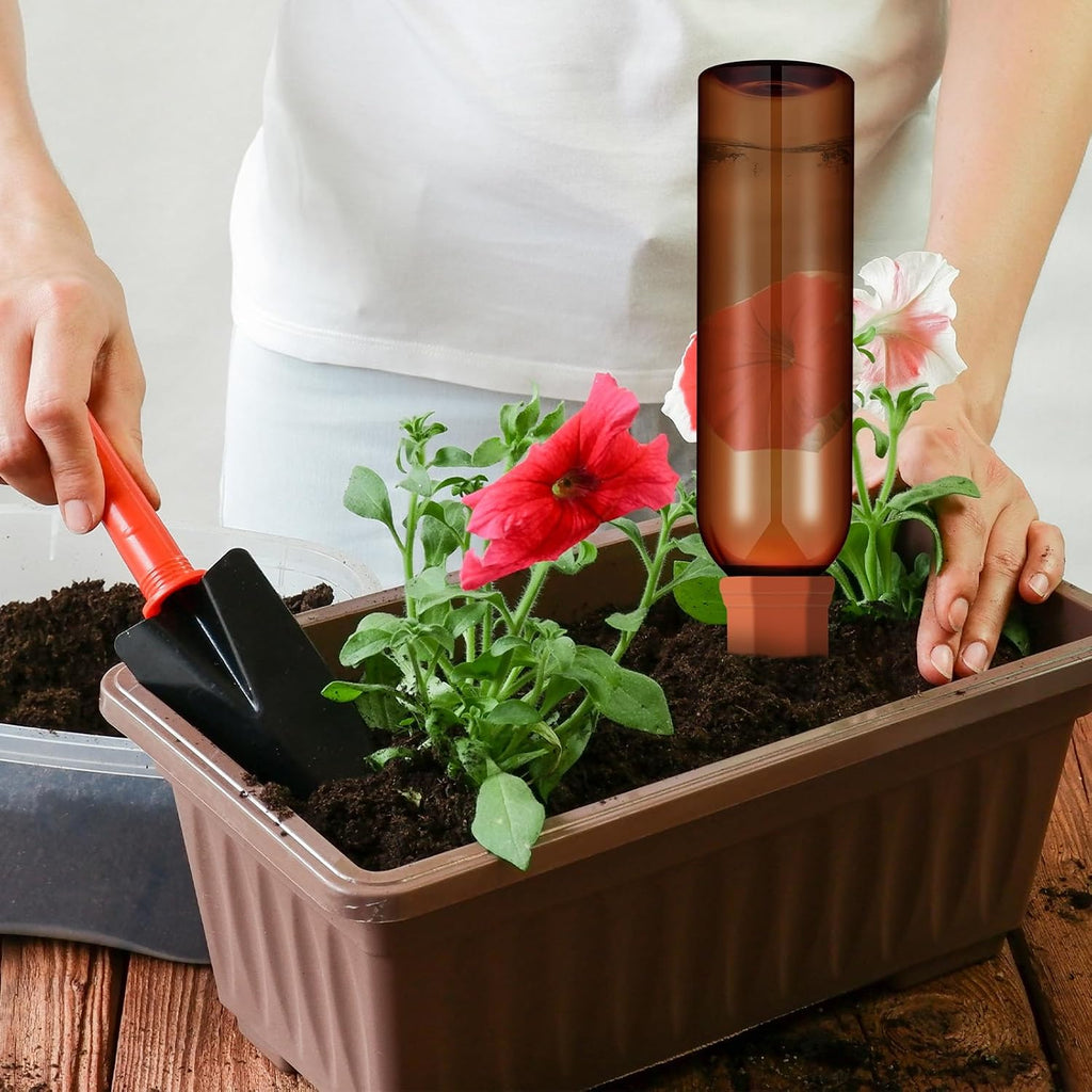 SiliFine 6 Sets Terracotta Watering Spikes,Green Clear Brown and Terracotta | 26 oz Bottles for Slow Release Watering