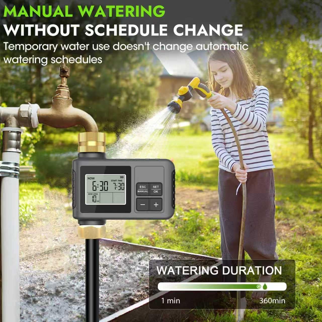 60FT Drip Irrigation System with Smart Water Timer | Brass Connectors, 360° Adjustable Nozzles and Bendable Tubing for