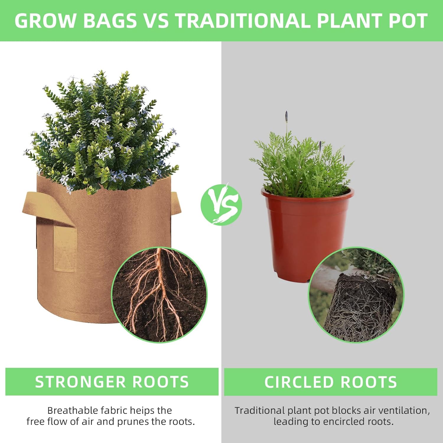 10 Gallon Garden Grow Bags, 30 Pack 10 Gal Planter Bags Fabric Pot, Nonwoven Grow Pots Heavy Duty Aeration Fabric Pots