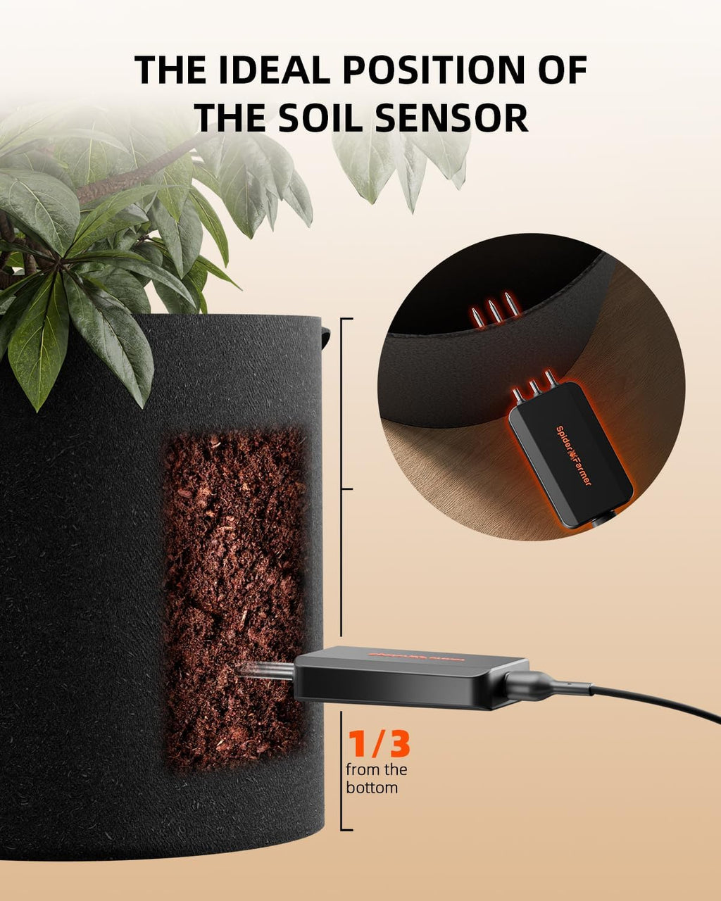 Spider Farmer GGS 3 in 1 Soil Sensor Pro 3Pcs for Indoor Garden Grow Tent | Exclusively for GGS System, EC Moisture