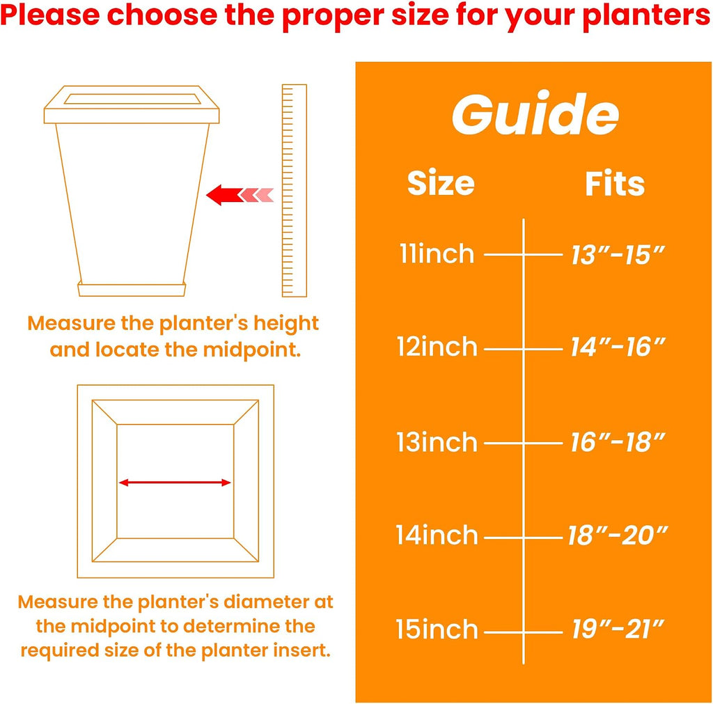 2-Pack Square Planter Insert for Large Pots, 13 Inch | Use Less Potting Soil, Planter Accessories for Indoor & Outdoor