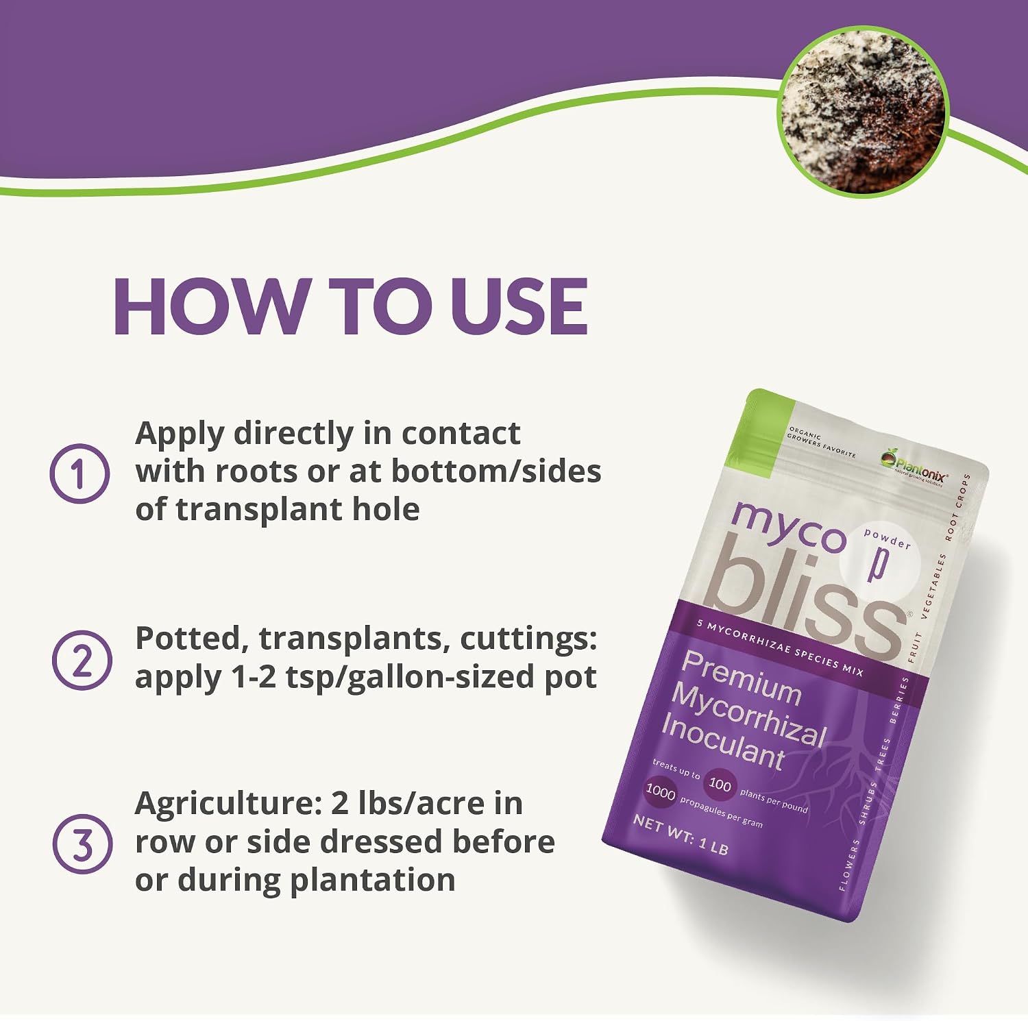 Myco Bliss Powder (2lbs) - Mycorrhizal Fungi for Soil - 5 Strain Mycorrhizal Inoculant with 1000 Propagules Per Gram