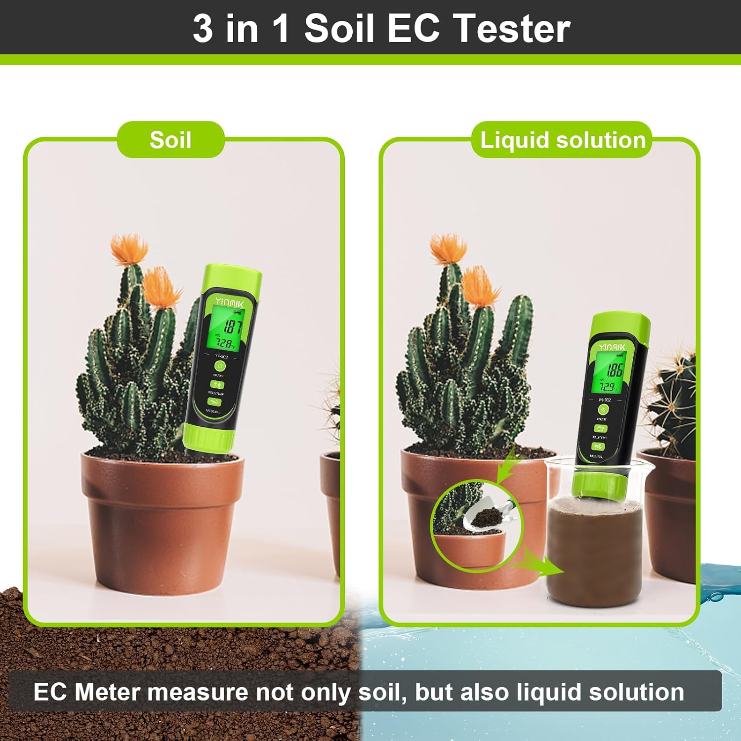 Digital Soil pH Moisture Tester,Plant pH Meter and Moisture Tester Combo | Soil Test Kit for Gardener,Digital 4 in 1