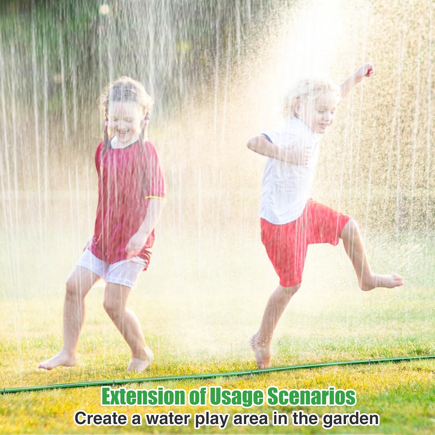 50ft Sprinkler Soaker Hose | Kink-free, Save Water, Flexible, Heavy Duty Three Tube Flat Watering Hose for Garden Yard
