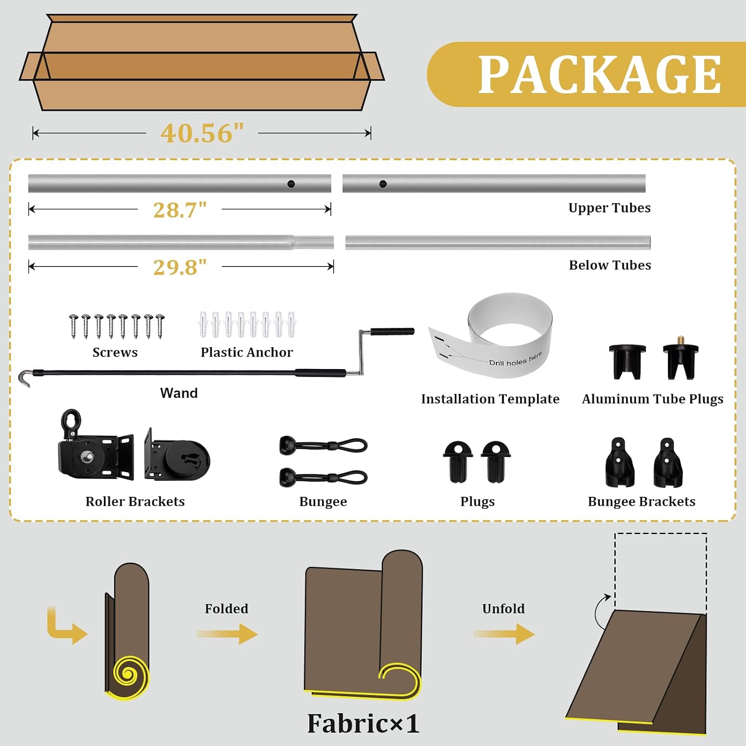 Shade&Beyond Outdoor Roller Shades with Splicing Design, 5' W x 8' H Cordless Patio Roll Up Blinds, Exterior Shade