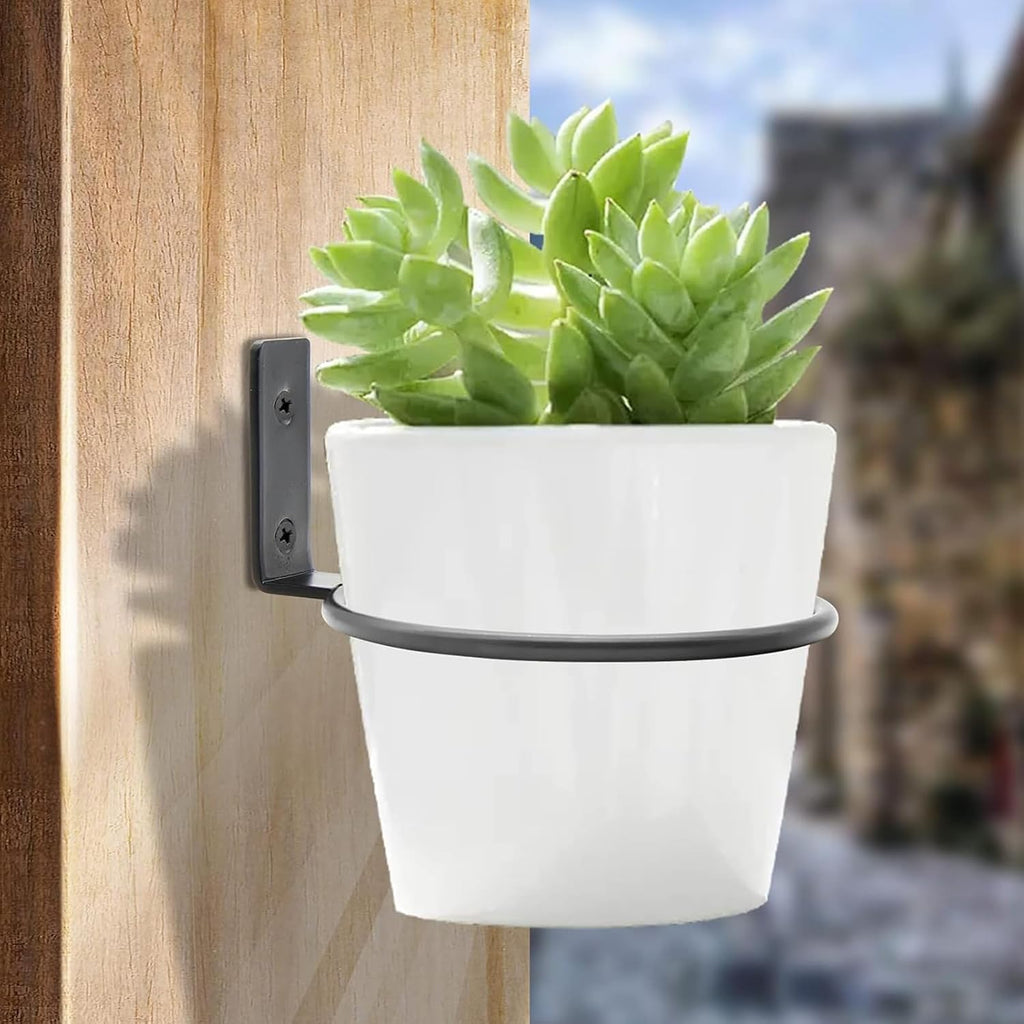 Jiozermi 6 Pack 8 inch Flower Pot Holder Ring, Wall Mounted Black | Flower Pot Holder Ring Wall Mounted Set Wall