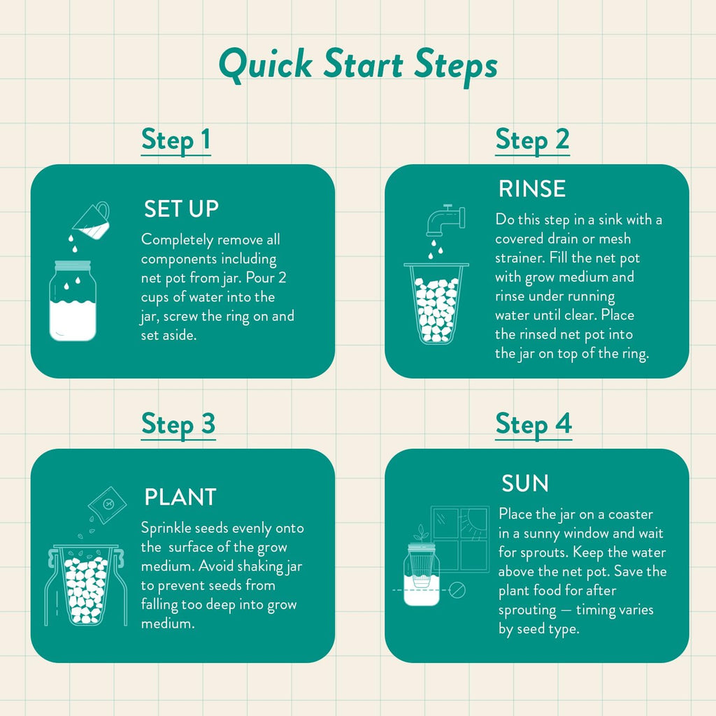 Modern Sprout Mason Jar+Replant Kit- Self-Watering Hydroponics System-Basil | Growing System Kit w/Organic Herb Seeds