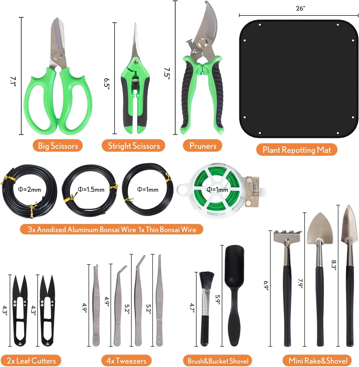 Bonsai Tools Kit 20 Pcs Garden Tools Set for Starters, Gardening Gifts for Women Men Includes Bonsai Wire Kit, Plant