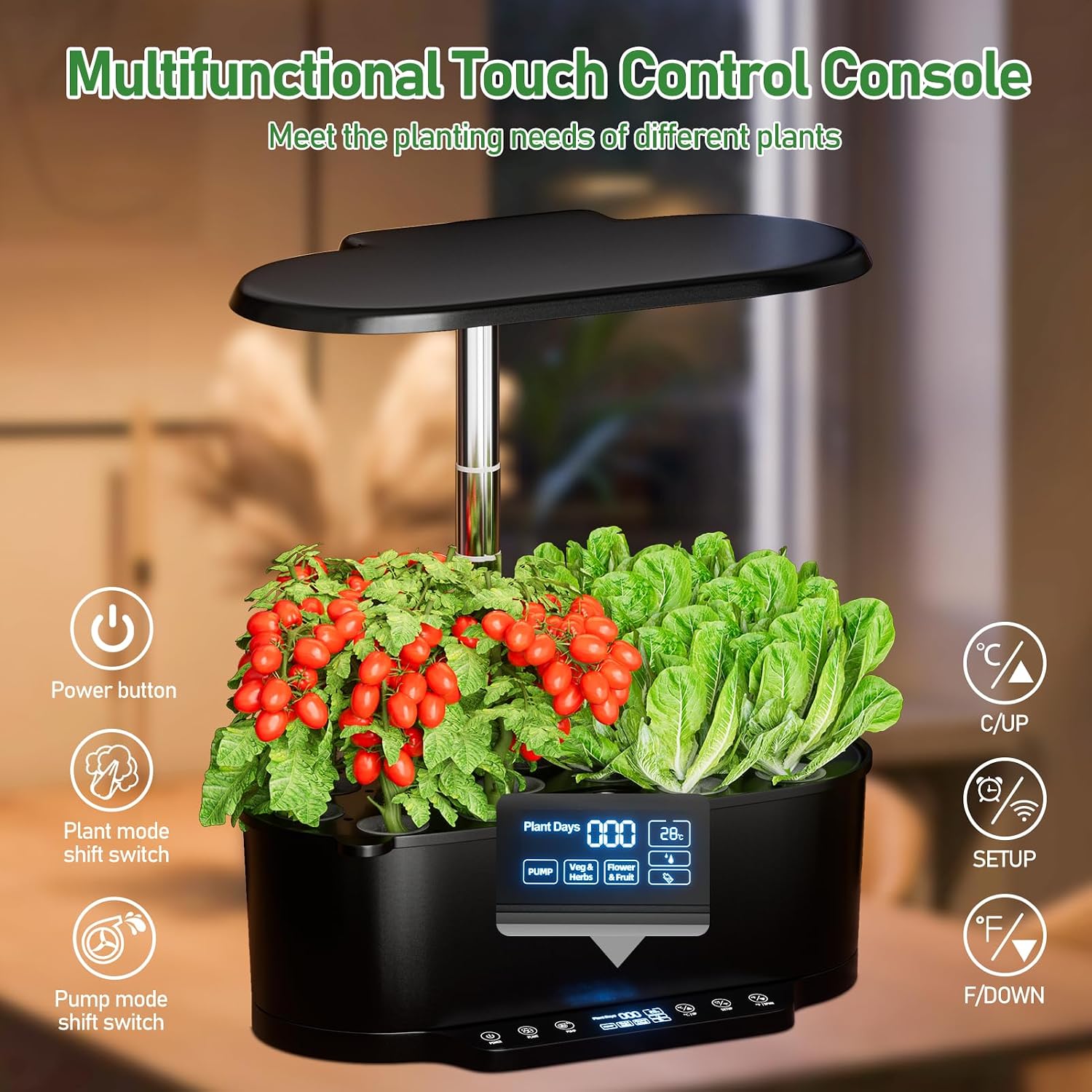 SPECILITE 15 Pods 30" Adjustable Height Hydroponics Growing System Kit | 36W Grow Light, Auto Timer & Pump System, APP