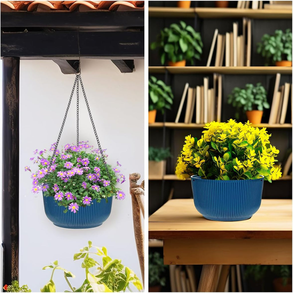 RooTrimmer Hanging Planters 9/10/11 Inch for Indoor Plants, 3 Pack Plant Hanger Outdoor with Drainage Holes, Self