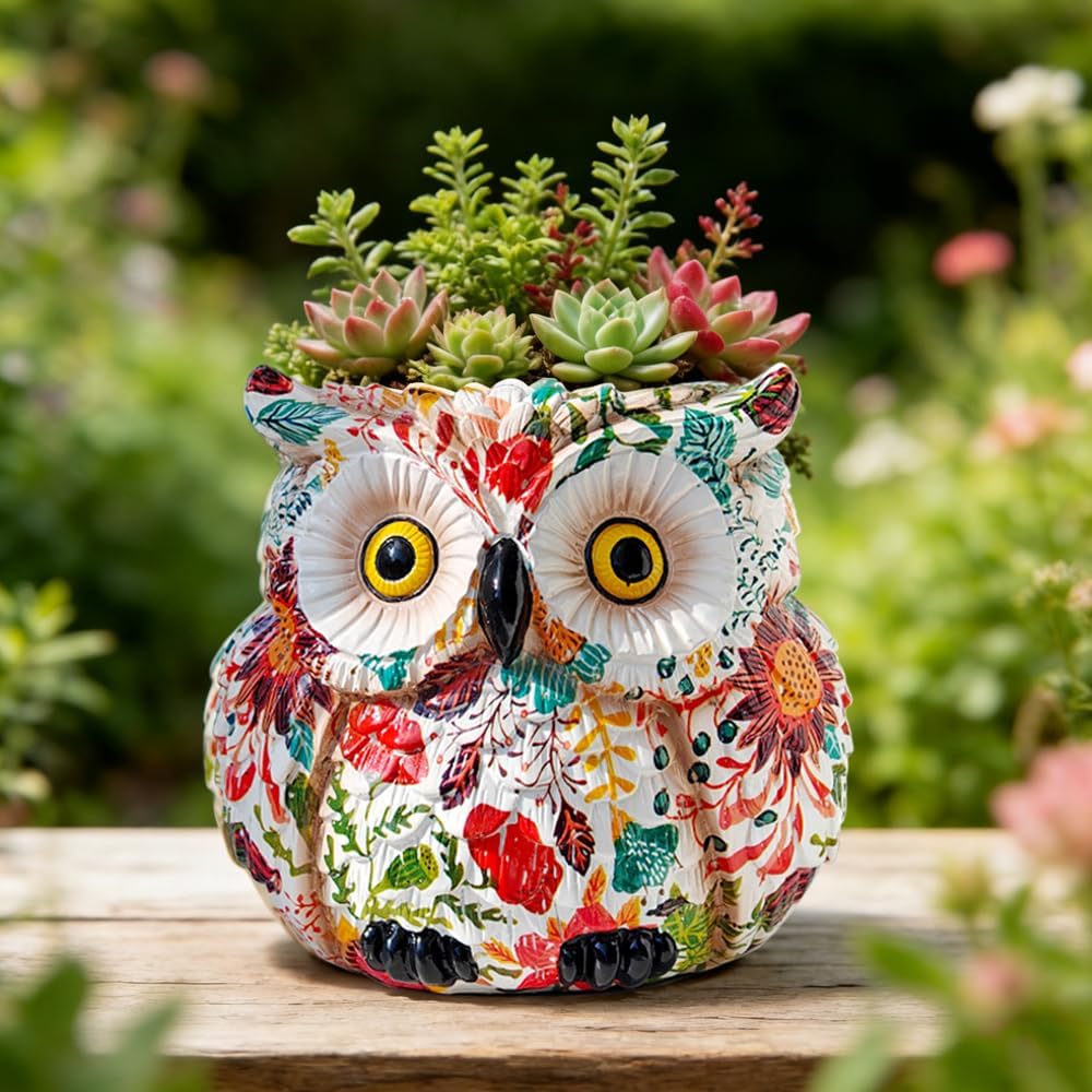 Owl Planter, Owl Succulent Pots, Funny Plant Pots Indoor/Outdoor, Decorative Garden Flower Pot, Cute Small Planters for