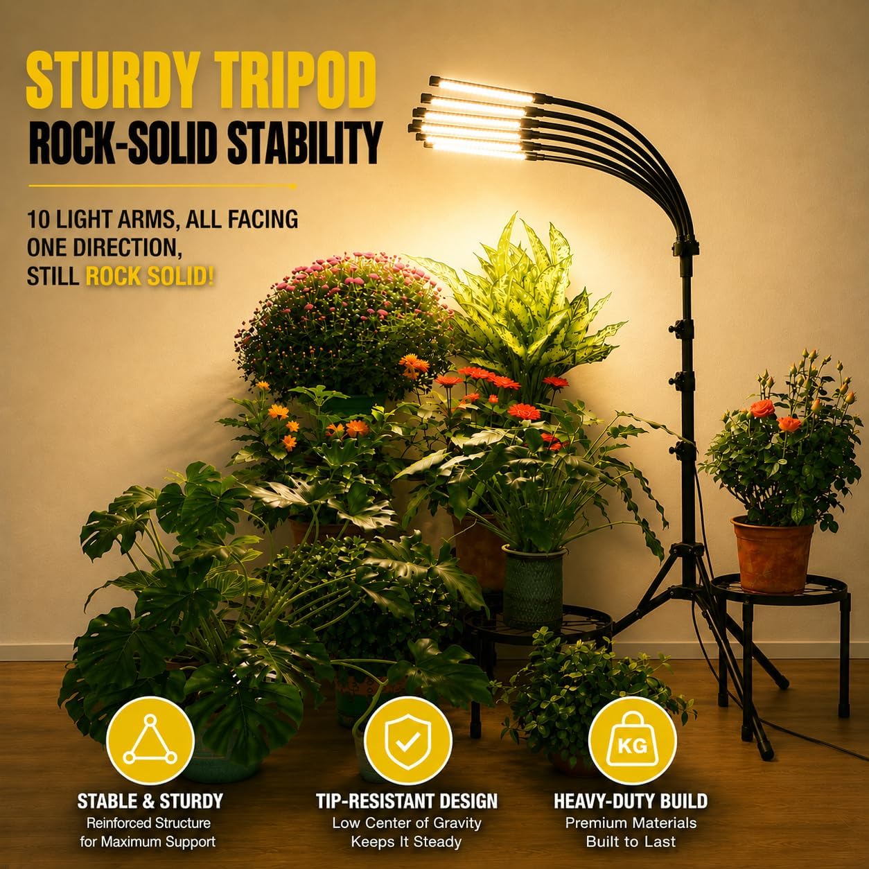 Grow Lights for Indoor Plants [ 10 in1 ] 500 LEDs, Full Spectrum Grow Light for Indoor Growing with Tripod Stand, Auto