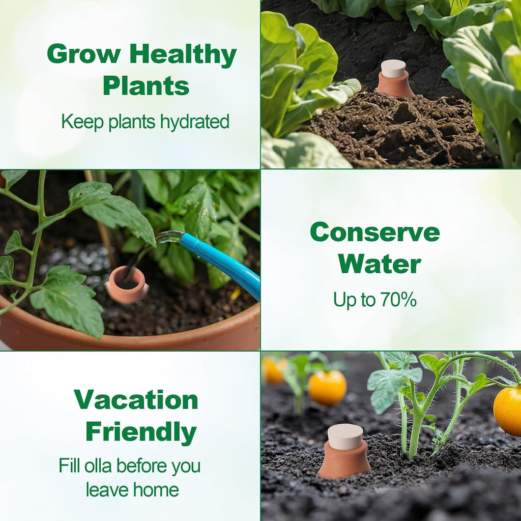 8 Pcs Ollas Terracotta Watering Pots Self Watering Planter Insert Terracotta Globes Clay for Indoor Outdoor Plants (12
