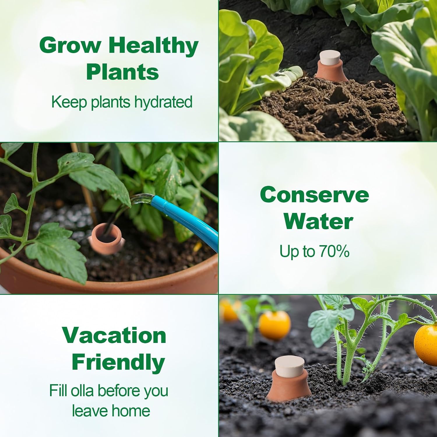 8 Pcs Ollas Terracotta Watering Pots Self Watering Planter Insert Terracotta Globes Clay for Indoor Outdoor Plants (12