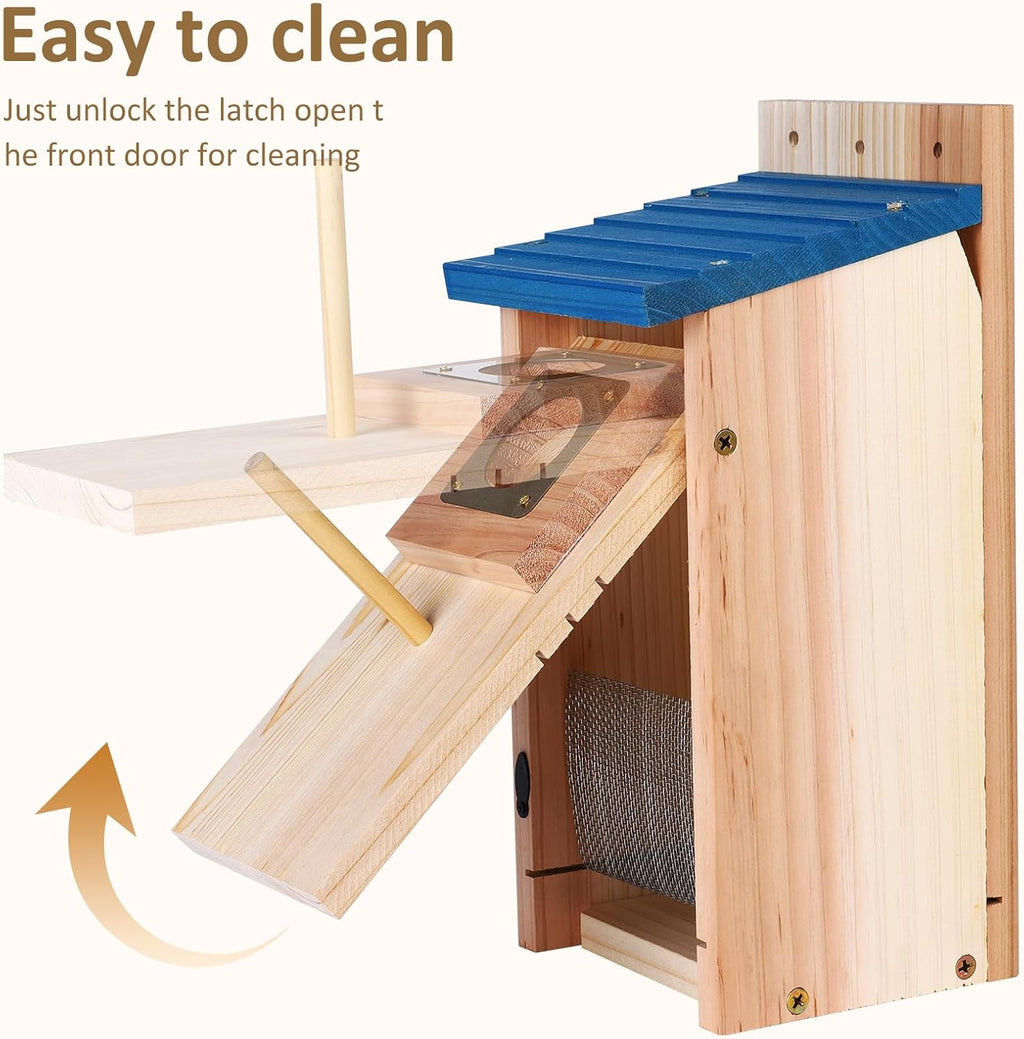 Wooden Outdoor Bird House with Copper Guard, Thickened Wood 2 Pack | 2 pack design, easy assembly, cottage nesting box