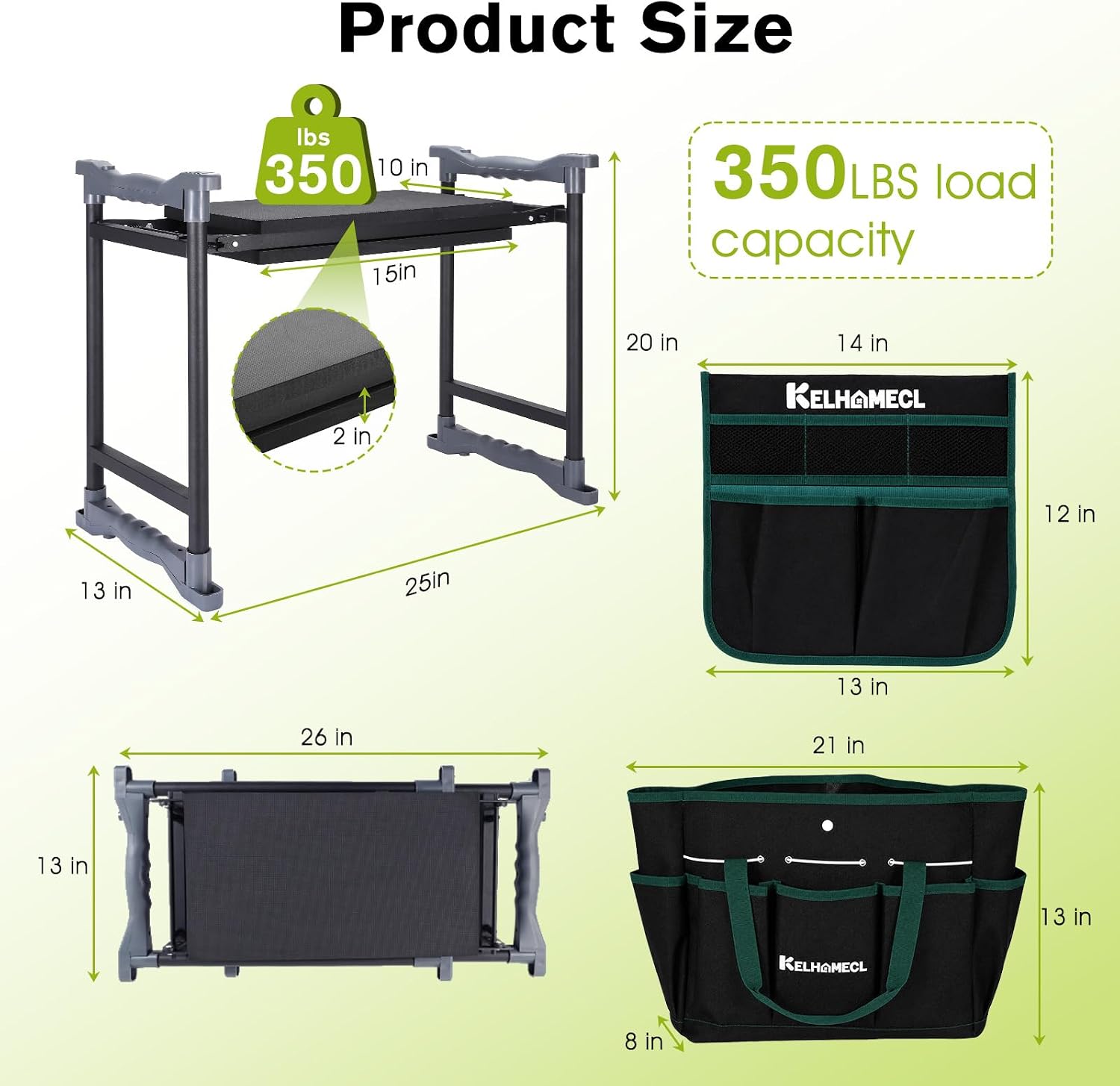 Garden Kneeler and Seat with Umbrella,Heavy Duty Gardening Bench and Stool | 2-in-1 Foldable Gardening Stool with