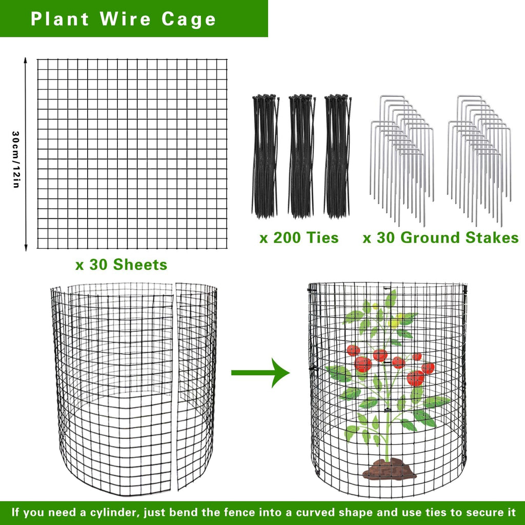 30Pcs Round Plant Protector from Animals, 10 Pack 12'' x 12'' Reusable Metal Plant Cages, Wire Mesh Garden Cloches to