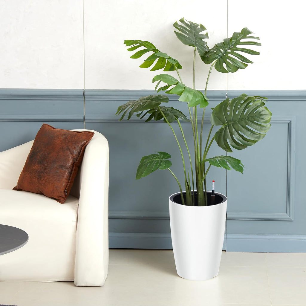 Garvee Tall Planters for Outdoor Plants, 16 in Planters Set of 2, White | Outdoor & Indoor Planters with Water Level