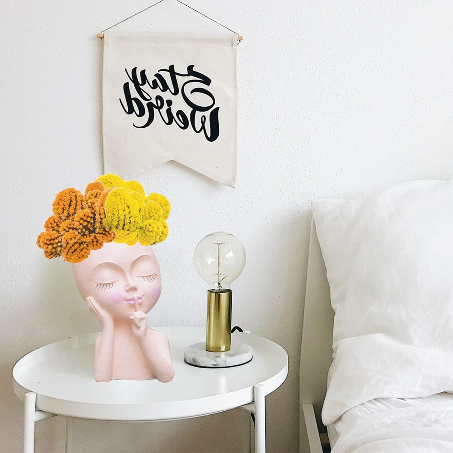 Face Planter Pot Head Planters, Lady Heads Flowerpot, Cute Girl Faces Plant Pot, Quiet Women Succulent Pots for Indoor