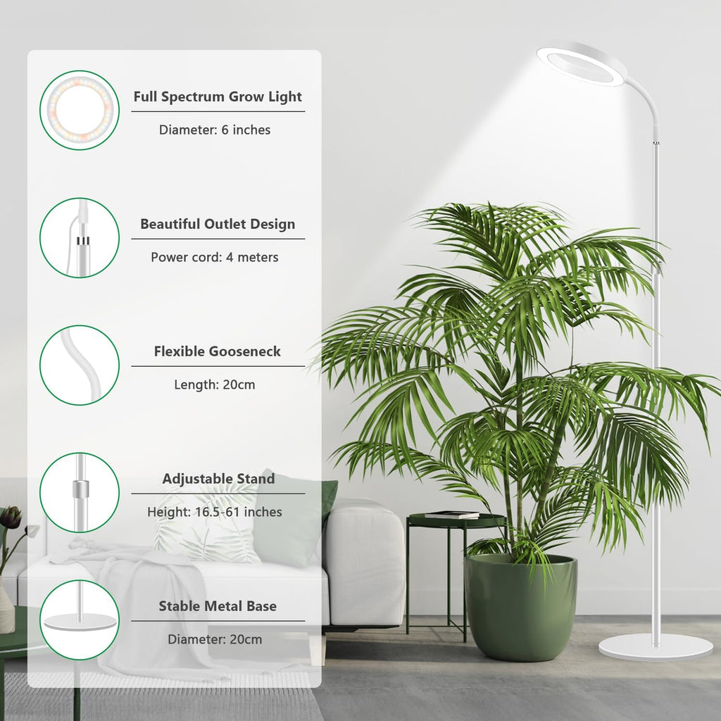 Aumtrly Floor Grow Light Full Spectrum with 68" Stand for Tall Indoor Plant | 80 LED Growing Lamp for Large Plants with