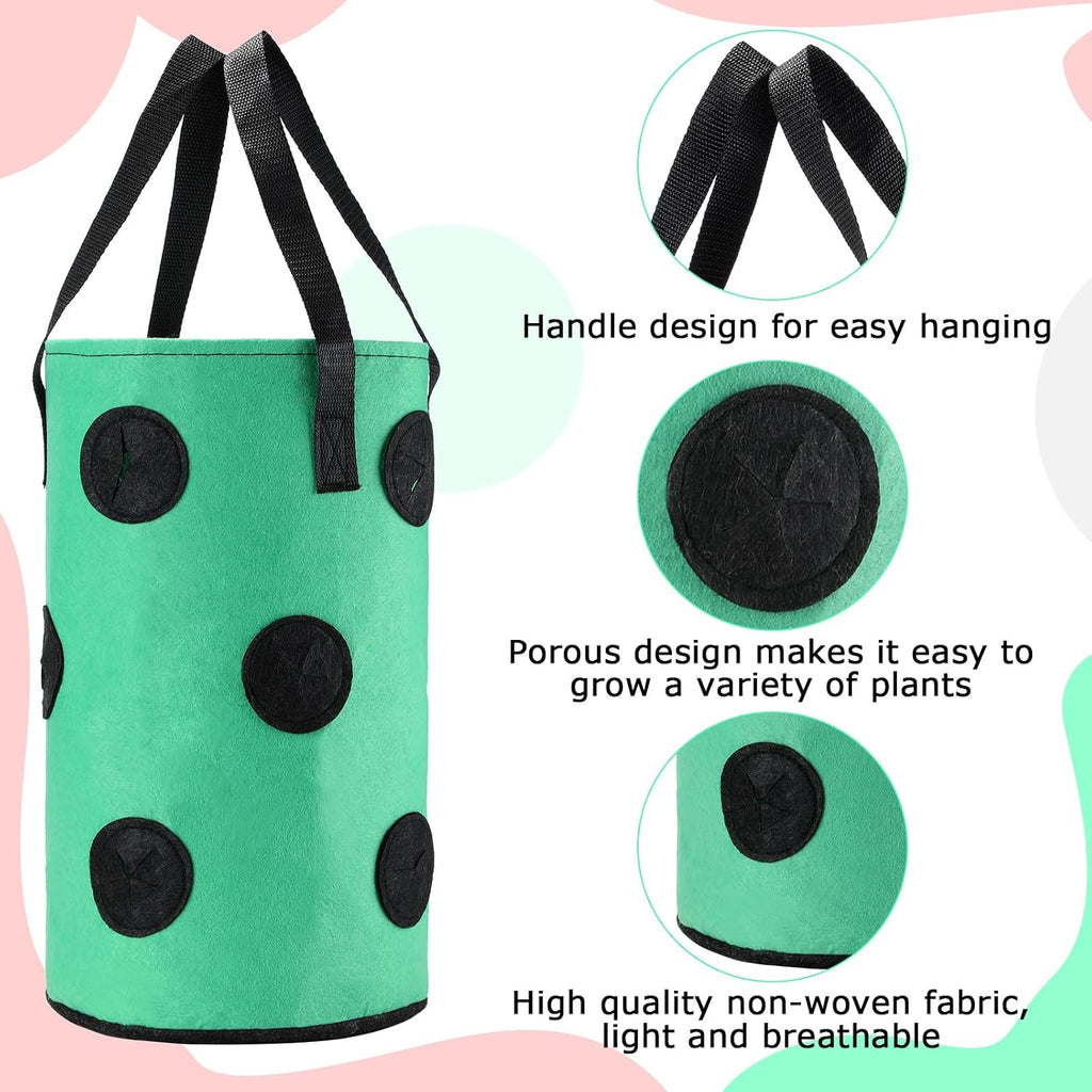 Boao 6 Pieces 3 Gallon Tomato and Herb Planter Hanging Aeration Fabric Strawberry Grow Bags Hanging Strawberry Planter