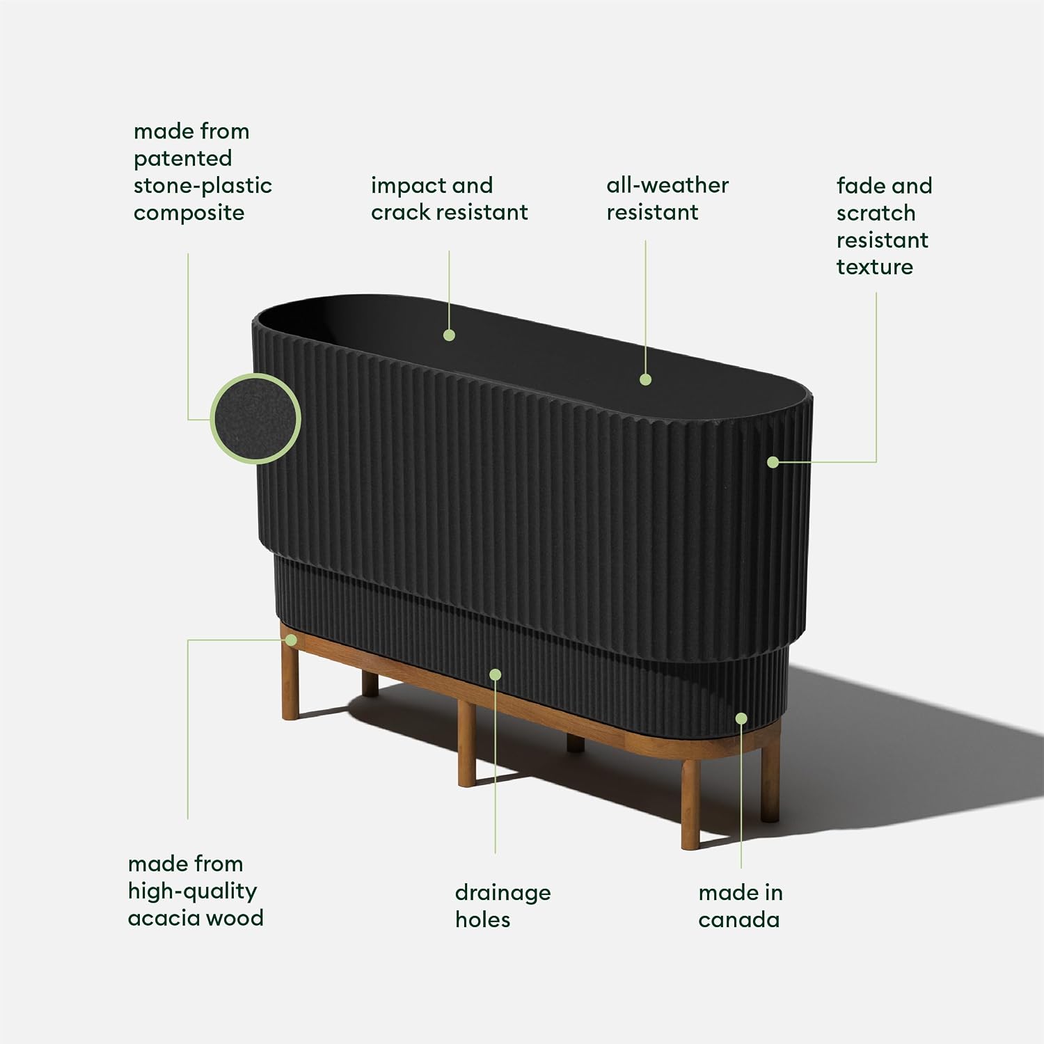 Veradek Demi Series Raised Long Planter - Wide Planter with Stand | Made From a Durable Plastic-Stone Composite & Comes