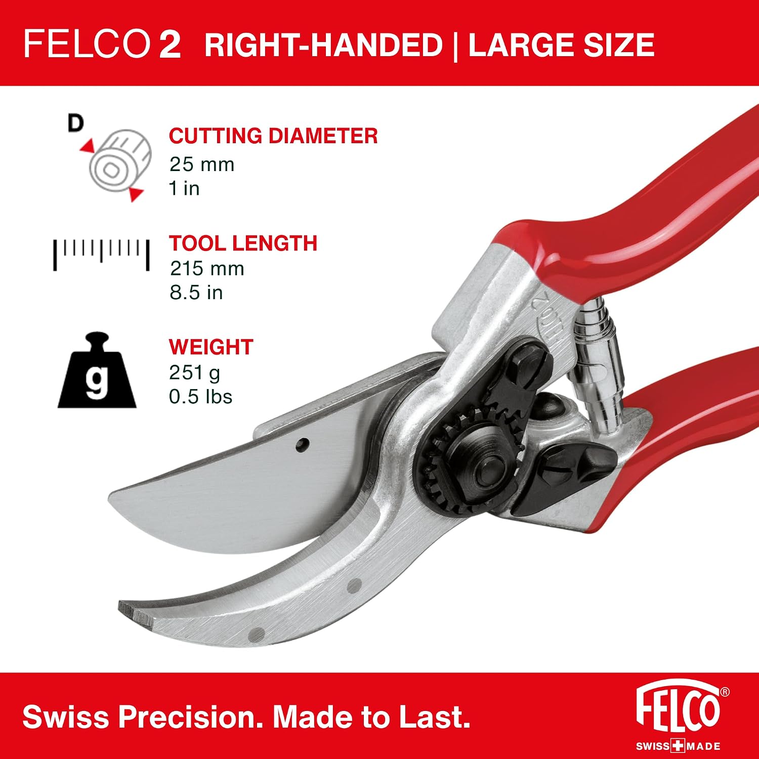 Felco F2 Pruning Shears – 9.25" Swiss-Made Garden Clippers for Professional Pruning | Hand Pruners for Gardening