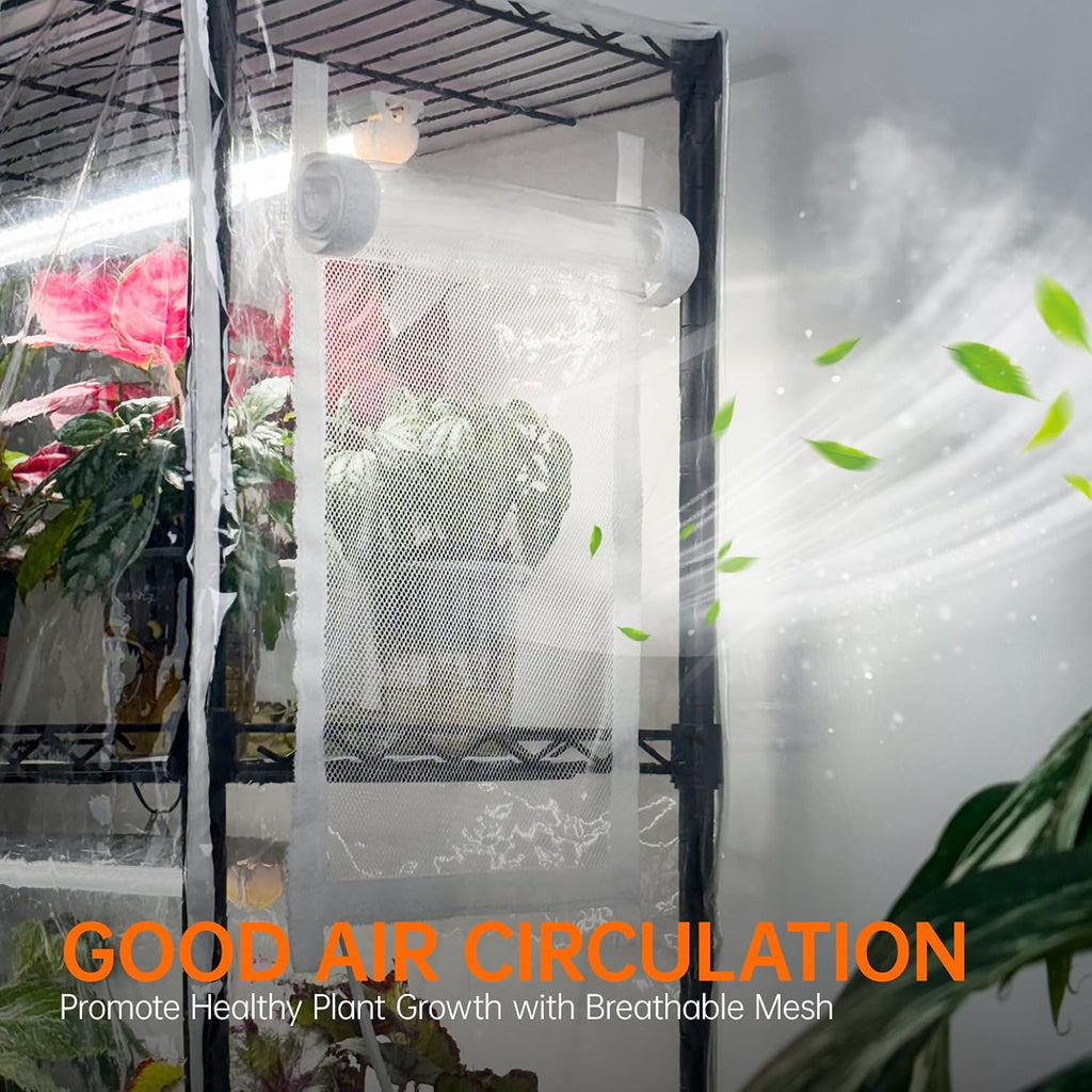 4-Tier Indoor Greenhouse with Grow Light, 29.5x13.8x59in | 4-Tier Indoor Greenhouse Cabinet, 4-Pack Full Spectrum Plant