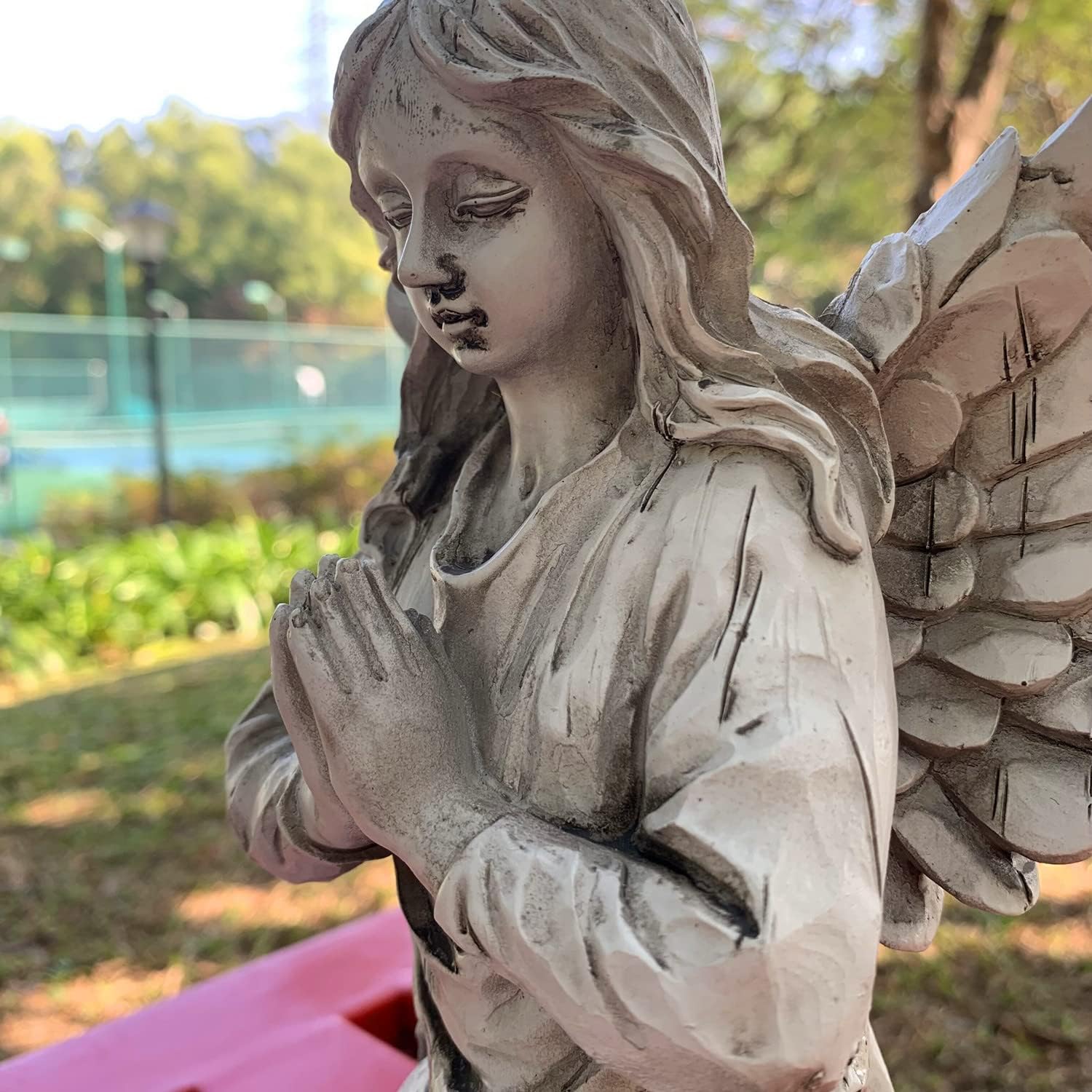 Praying Angel Garden Statue, Religious Fairy Sculpture Waterproof Decorative Figurine Art Decor for Patio, Lawn, Yard