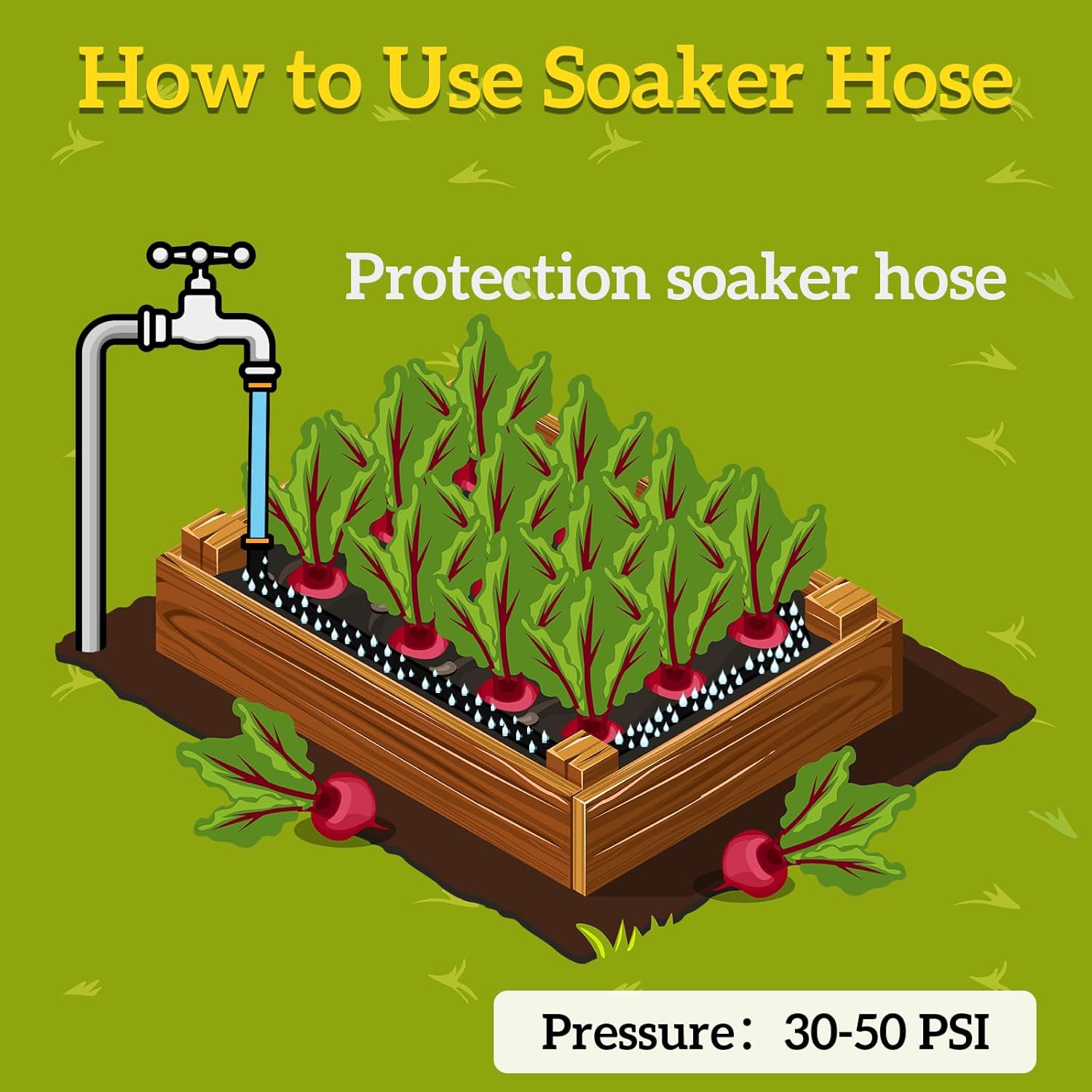 LINEX Garden Flat Soaker Hose 1/2" x 25 ft with Stake for Garden Beds Drip Sprinkler Hoses Heavy Duty Save Water 80%
