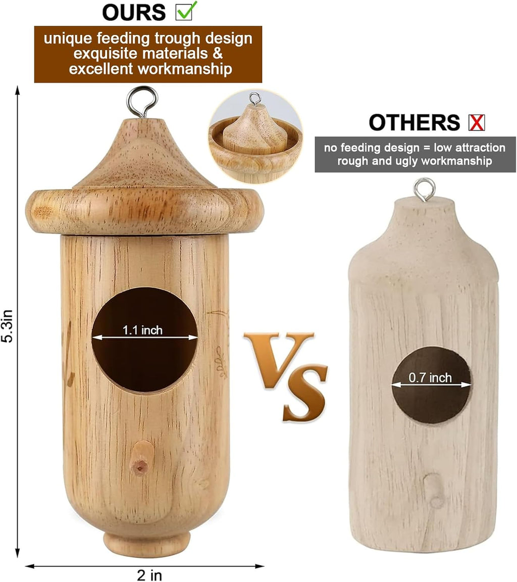 Hummingbird House, Hummingbird Houses for Outside Nesting with Bird Feeder | 3 Pcs Small Wooden Hummingbird Nest