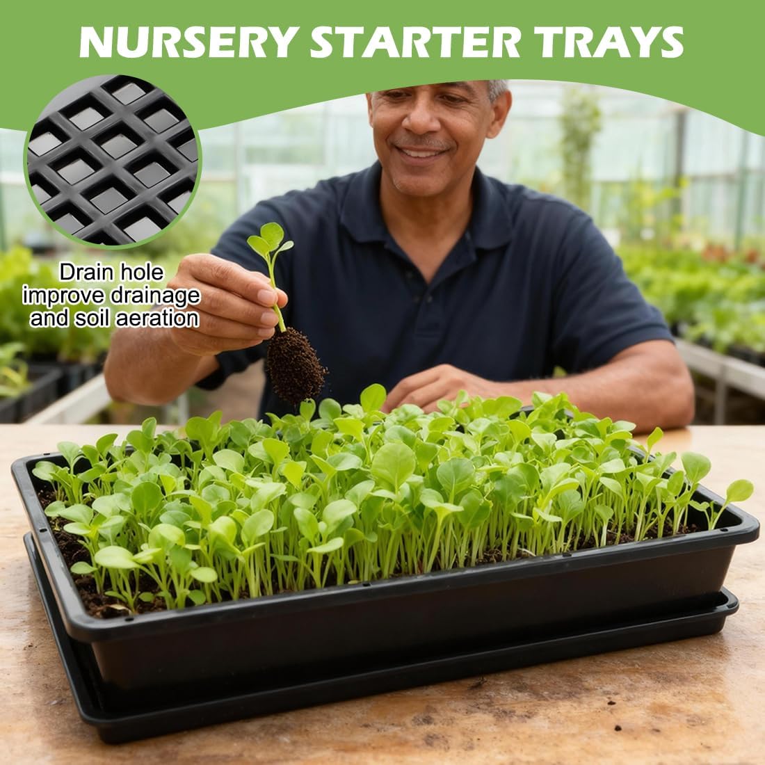 RooTrimmer 5 Pack Soil Blocking Trays(14"x12"x3"), Plastic Flat Plant Tray for Holding or Collecting Drainage Water