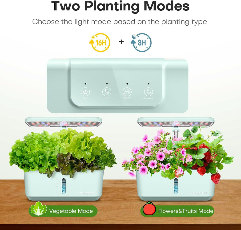 Indoor Garden Hydroponics Growing System: 10 Pods Kit with LED | Plant Germination Kit Herb Vegetable Growth Lamp