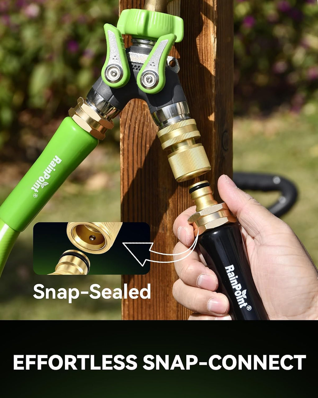 RainPoint Quick Connect Hose Fittings 3/4" GHT - Solid Brass Garden Hose Connectors, No-Leak Design & Universal Fit for